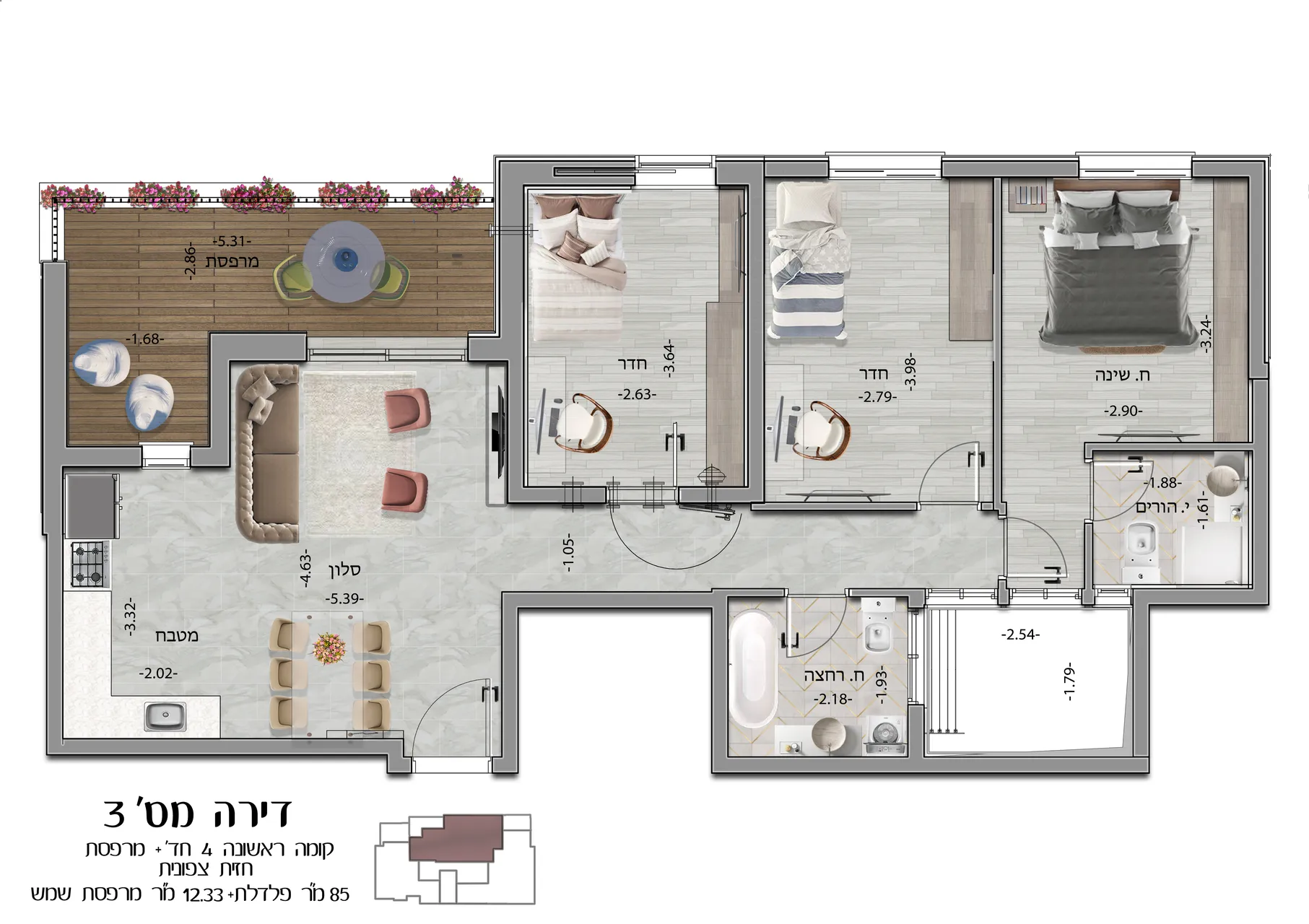 קומה שביעית (עם נוף פנורמי פתוח)